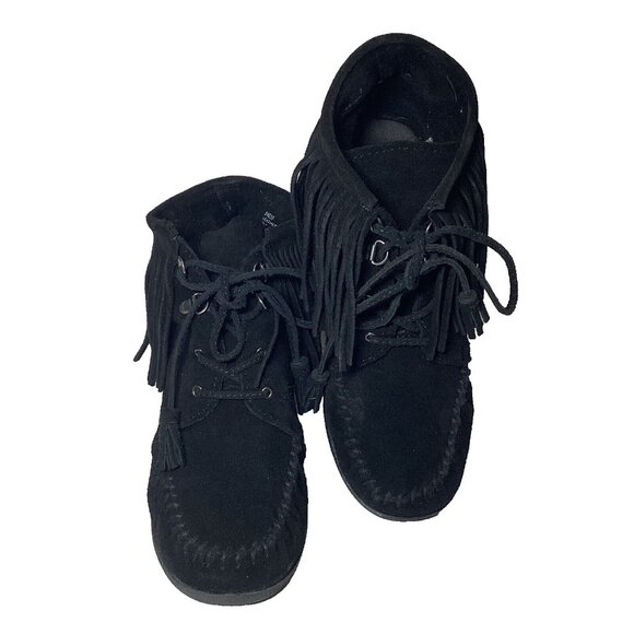 Minnie Tonka Black Suede Leather Lace Up Heels Size 8 Model #84020 Pre-Owned - Picture 8 of 12